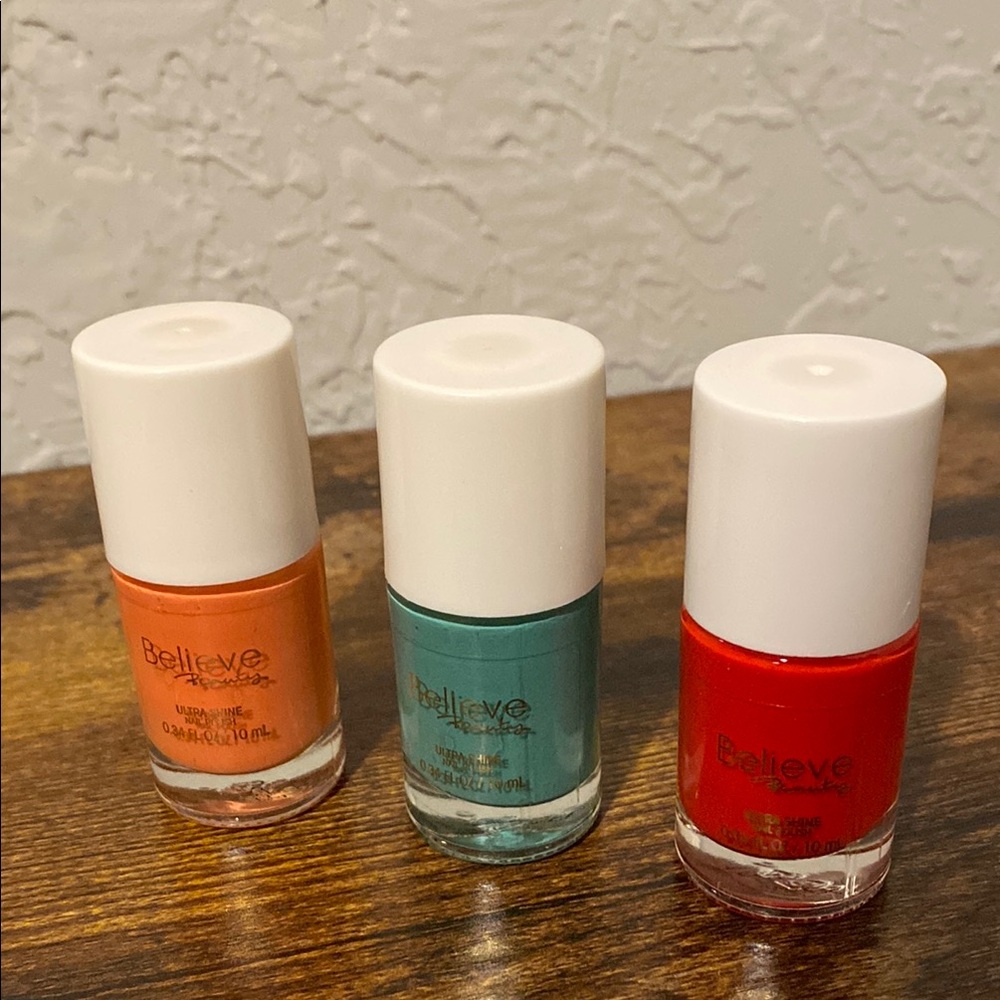 Nail Polish Set - Orange, Teal, Red